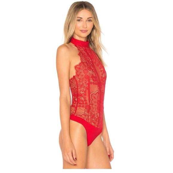 MAJORELLE red lace bodysuit - Picture 3 of 7